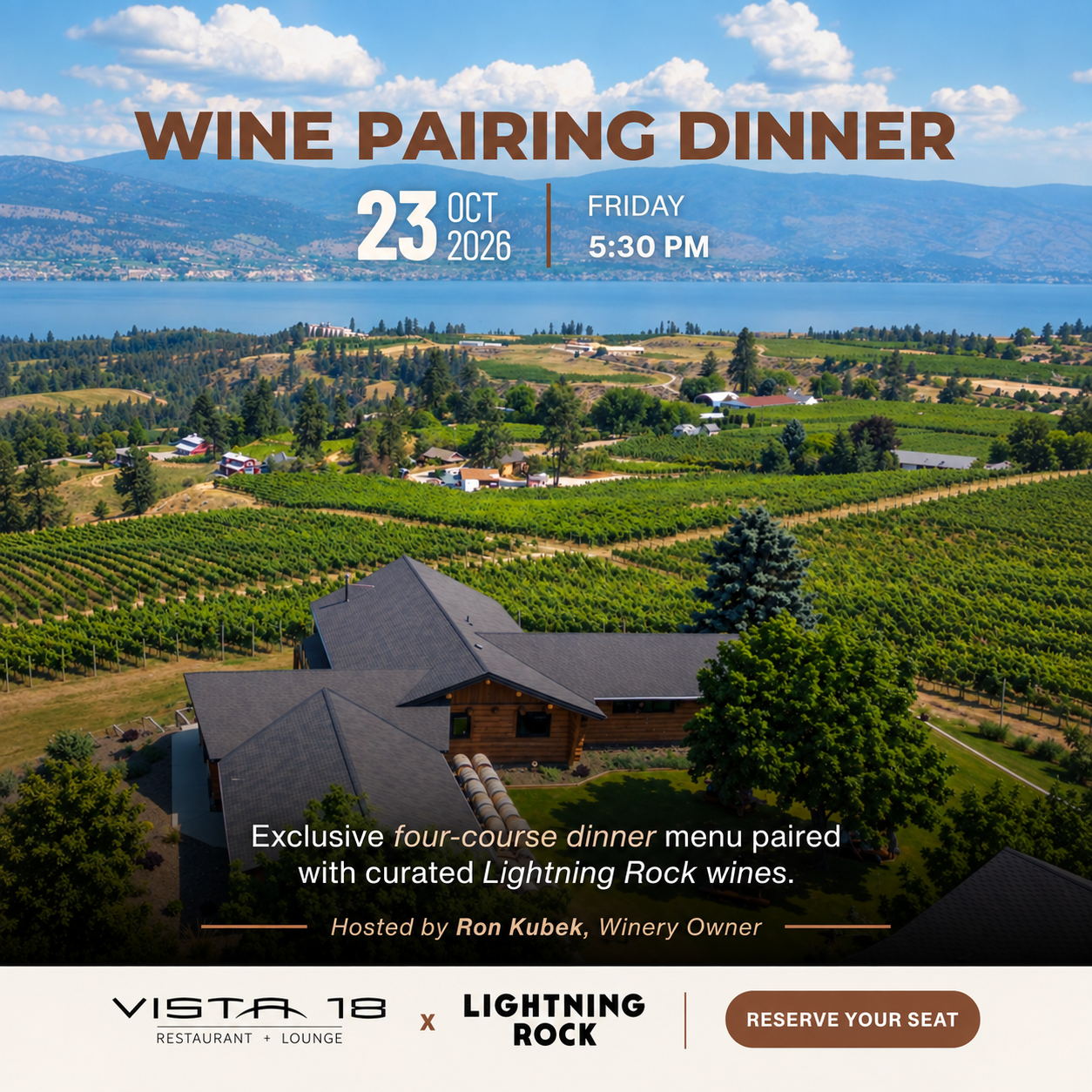 Vista18 x Lightning Rock Winery - Wine Pairing Dinner